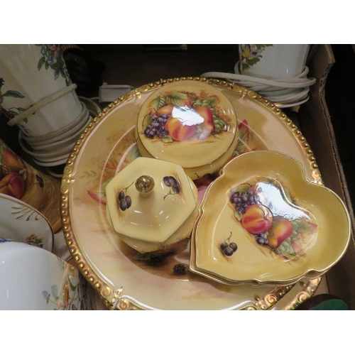 105 - A tray of assorted Aynsley Orchard Gold and Cottage Garden ceramics