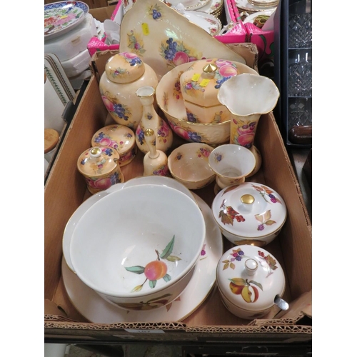 107 - A tray of Royal Worcester Evesham and Crown Stafford Orchard Glory ceramics