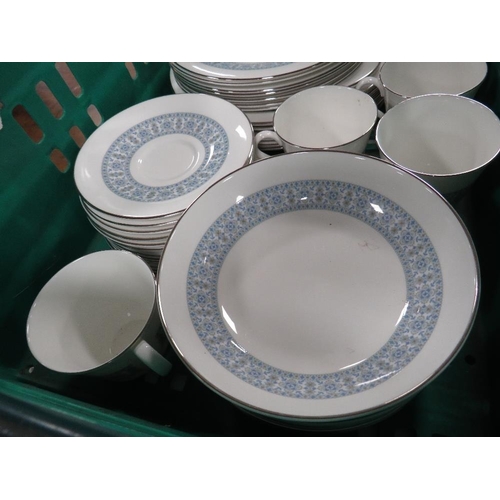 130 - A tray of Royal Doulton Counterpoint pattern bone china tea and dinner ware