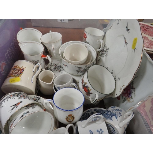 132 - Three trays of assorted tea/dinner ware etc to include Masons Vista, Alfred Meakin Melody etc