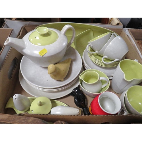 151 - A tray of Poole two tone tea and dinner ware etc