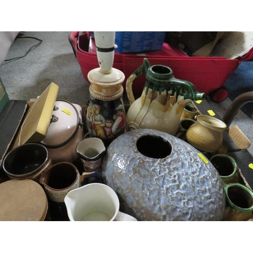 158 - Two trays of assorted ceramics pottery etc to include a selection of Old Greek pattern ceramics