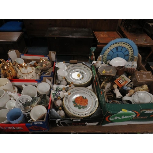 159 - Four trays of assorted ceramics to include a collection of Bing & Grondahl limited edition plates , ... 