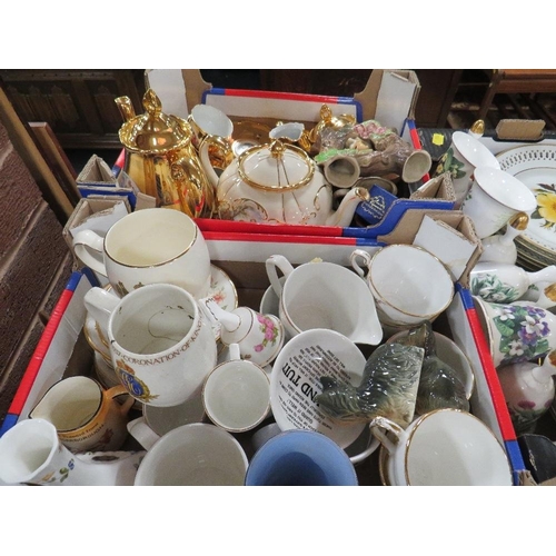 159 - Four trays of assorted ceramics to include a collection of Bing & Grondahl limited edition plates , ... 