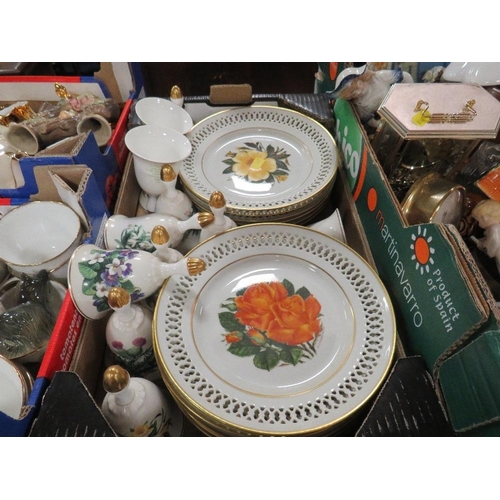 159 - Four trays of assorted ceramics to include a collection of Bing & Grondahl limited edition plates , ... 