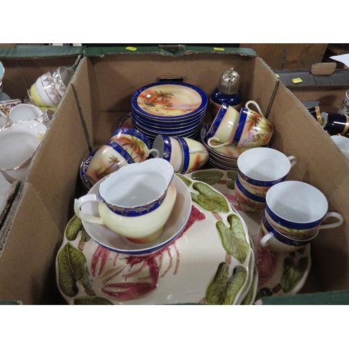 161 - Three trays of assorted tea ware etc to include Limoges coffee cans and saucers, Royal Albert Elfin ... 