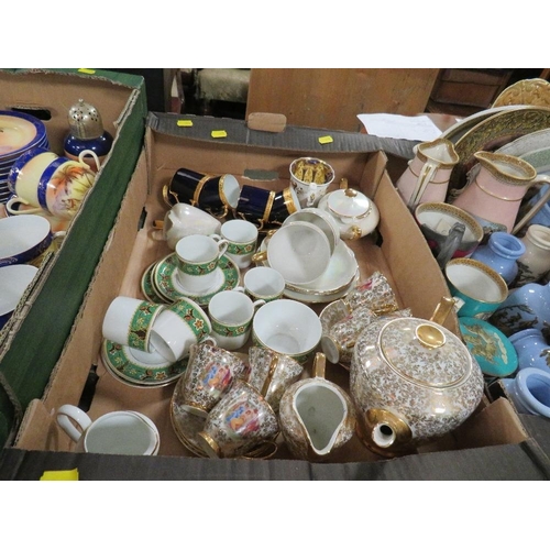 161 - Three trays of assorted tea ware etc to include Limoges coffee cans and saucers, Royal Albert Elfin ... 