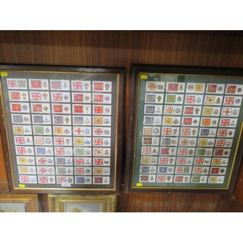 5 - Two framed sets of military cigarette cards, flags and insignia