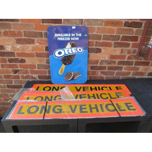 51 - An Oreo ice cream shop sign together with five unused aluminium 'Long Vehicle' signs