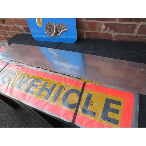 51 - An Oreo ice cream shop sign together with five unused aluminium 'Long Vehicle' signs