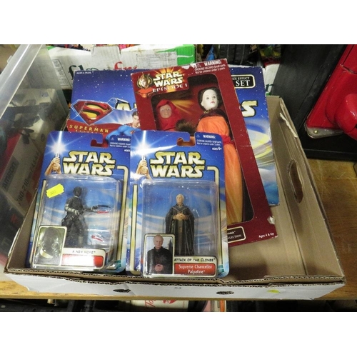 54 - A selection of boxed Star Wars figures and a single packed Superman figure