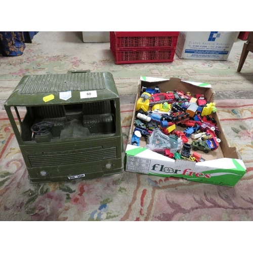 60 - A vintage Action Man truck together with toy cars and a selection of Thomas the Tank Locomotive toys... 