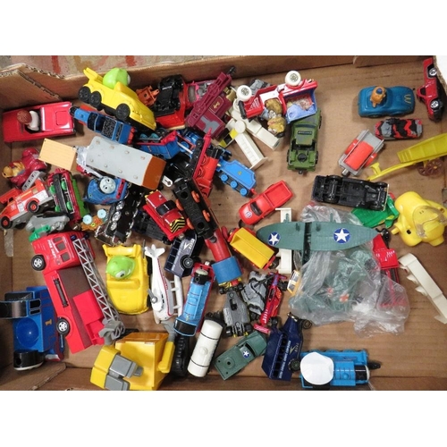 60 - A vintage Action Man truck together with toy cars and a selection of Thomas the Tank Locomotive toys... 