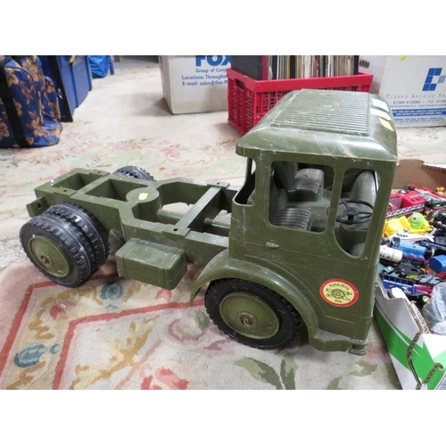 60 - A vintage Action Man truck together with toy cars and a selection of Thomas the Tank Locomotive toys... 