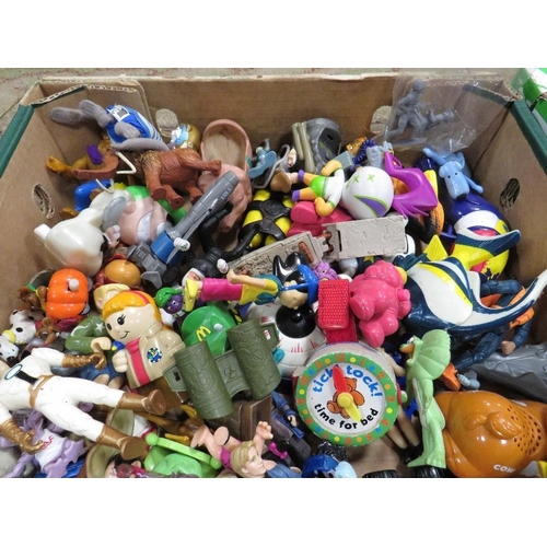 61 - Two trays of assorted vintage McDonalds happy meal toys and other similar examples