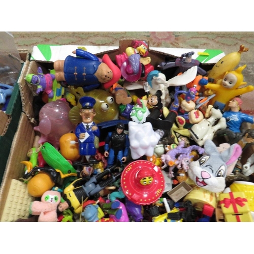 61 - Two trays of assorted vintage McDonalds happy meal toys and other similar examples