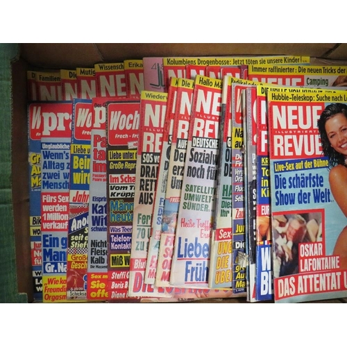 83 - Three boxes of adult magazines