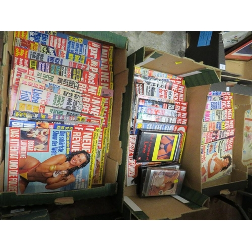 83 - Three boxes of adult magazines