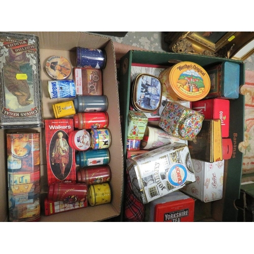 84 - Two boxes of vintage collectors tins