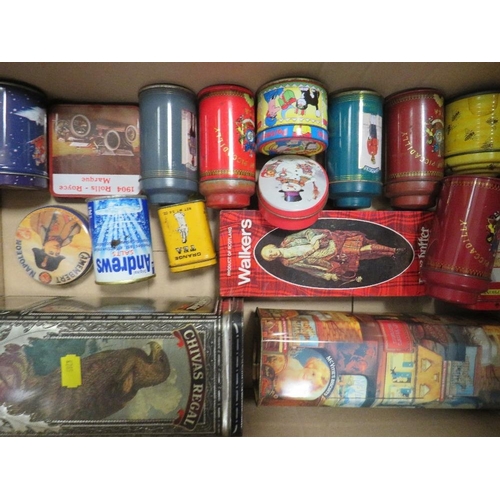 84 - Two boxes of vintage collectors tins