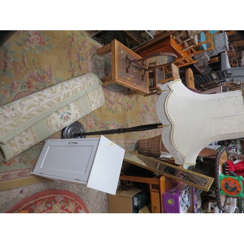 834 - Three items to include a Frith oriental rug, a vintage standard lamp and a modern storage cupboard