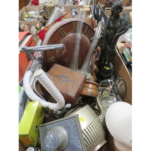 76 - Two trays of assorted metalware and glass etc together with a projector