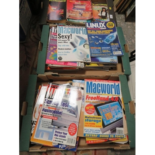 87 - Three trays of computing and electronics magazines