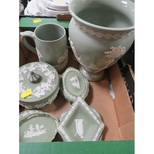 97 - A small selection of green Wedgwood jasperware etc