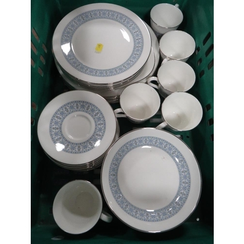 130 - A tray of Royal Doulton Counterpoint pattern bone china tea and dinner ware