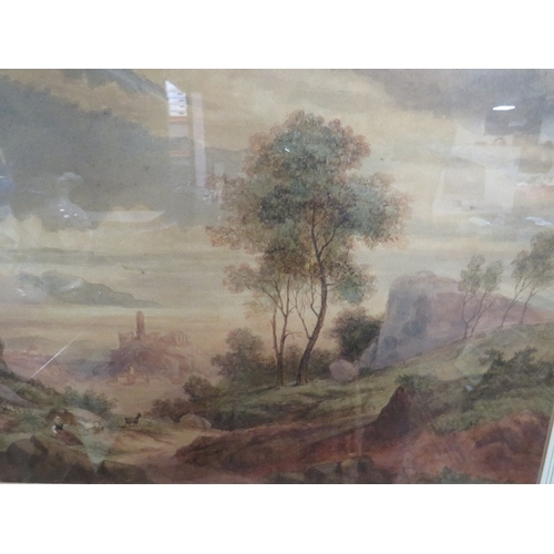 14 - A 19th century, extensive watercolor landscape, possibly Italian