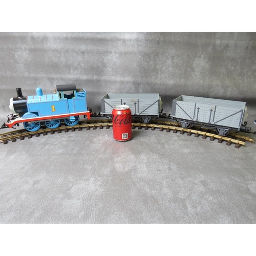 1 - BACHMANN GARDEN SCALE THOMAS THE TANK ENGINE No.1, together with a matching pair of grey uncovered w... 