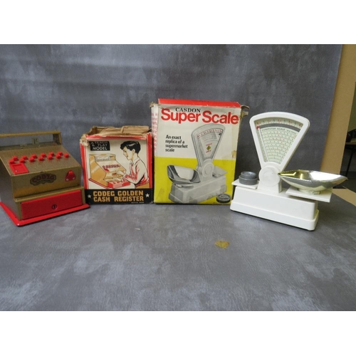 100 - A BOXED CASOON SUPER SCALES, plus a boxed Codeg cash register, boxes A/F