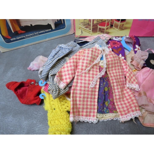 105 - BOXED VINTAGE SINDY TOYS. to include wardrobe, table & chairs and working sink unit, together with a... 