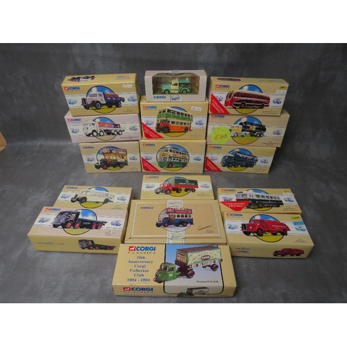 118 - SIXTEEN BOXED CORGI VEHICLES, to include Karrier trolley bus Ipswich 97316, Glasgow Daimler bus 9733... 