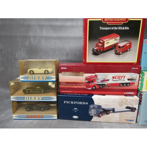 124 - NINE BOXED CORGI DIE CAST VEHICLES, to include limited edition ERF low loader 1:50 scale CC10202, Sc... 