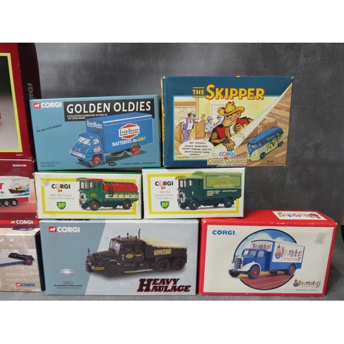 124 - NINE BOXED CORGI DIE CAST VEHICLES, to include limited edition ERF low loader 1:50 scale CC10202, Sc... 