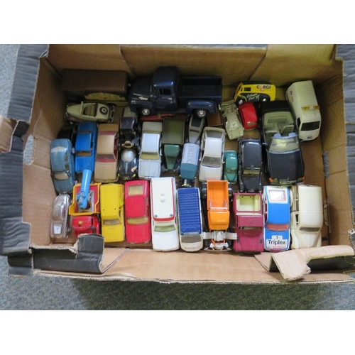 126 - THREE BOXES OF UNBOXED DIE CAST VEHICLES BY CORGI, Matchbox, Dinky, Welly etc., one box mainly cars,... 