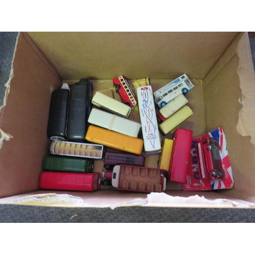 126 - THREE BOXES OF UNBOXED DIE CAST VEHICLES BY CORGI, Matchbox, Dinky, Welly etc., one box mainly cars,... 