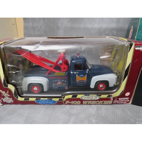 129 - A BOXED 1:18 FORD F100 1953 WRECKER, boxed 1:18 scale Burago Porsche 911 Carrera cabriolet, boxed Co... 