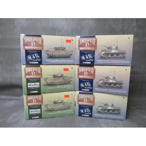 16 - SIX BOXED CORGI WORLD WAR 2 COLLECTION LIMITED EDITION TANKS, all 1:50 scale, to include 3 x CC51005... 