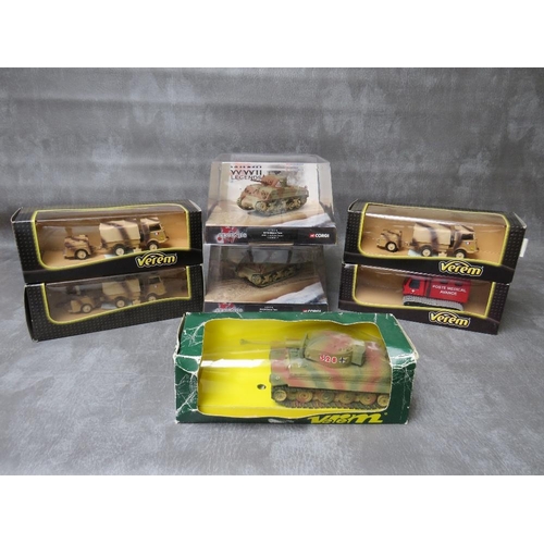 23 - TWO BOXED CORGI CC51014 M4 SHERMAN TANKS, Pacific Theatre, 1:50 scale, together with five boxed Vere... 