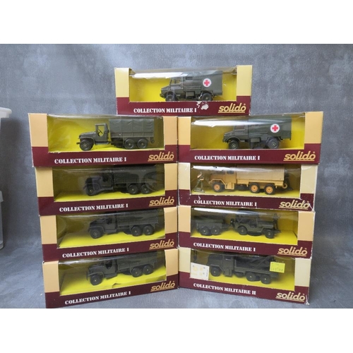 33 - NINE BOXED SOLIDO COLLECTION MILITAIRE I VEHICLES, scale 1:50, to inlcude 4 x GMC 6032, 2 x GMC 6046... 