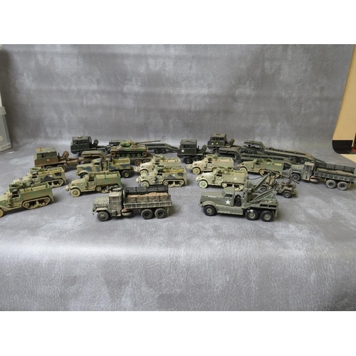 41 - THIRTEEN UNBOXED CORGI MILITARY VEHICLES, mainly half tracks, together wtih four Solido tank transpo... 