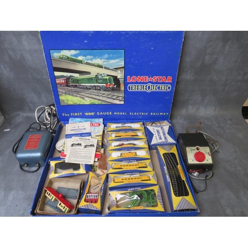 44 - BOXED LONE STAR '000' GAUGE RAILWAY SET, comprising locomotive, carriages, rolling stock, track, sig... 