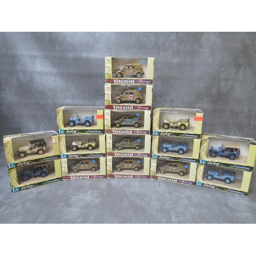 47 - FIFTEEN BOXED CARARAMA MILITARY VEHICLES, from the Kubelwagen and Willys Jeep ranges, comprising 7 x... 