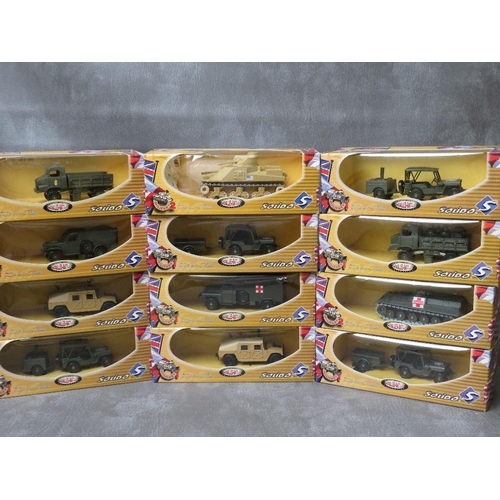 51 - TWELVE BOXED SOLIDO MILITARY VEHCLES FROM THE BATAILLES BATTLES RANGE, to include 6244, 6145, 6135, ... 