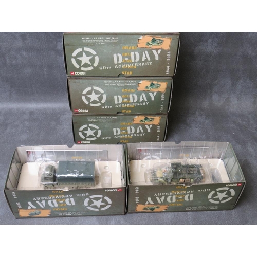 53 - FIVE BOXED CORGI D DAY 60th ANNIVERSARY MILITARY VEHICLES, to include 4 x CC60404 M3 white half trac... 