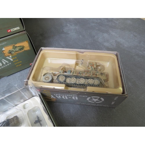 55 - FOUR BOXED CORGI D DAY 60th ANNIVERSARY US ARMY M3A1 HALF TRACK VEHICLES US60401, together with a bo... 