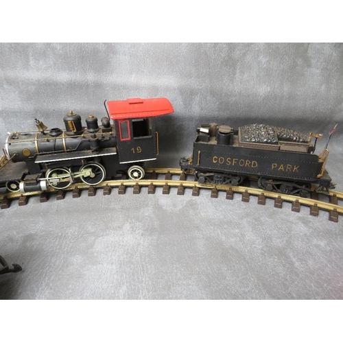 6 - BACHMANN GARDEN SCALE LOCOMOTIVE AND TENDER, together with three BAchmann carriages (One A/F - set o... 