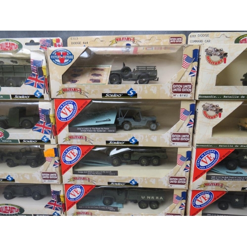 66 - TWELVE BOXED SOLIDO MILITARY VEHICLES,  from the Victory/Victoire and Batailles/Battles Ranges, six ... 